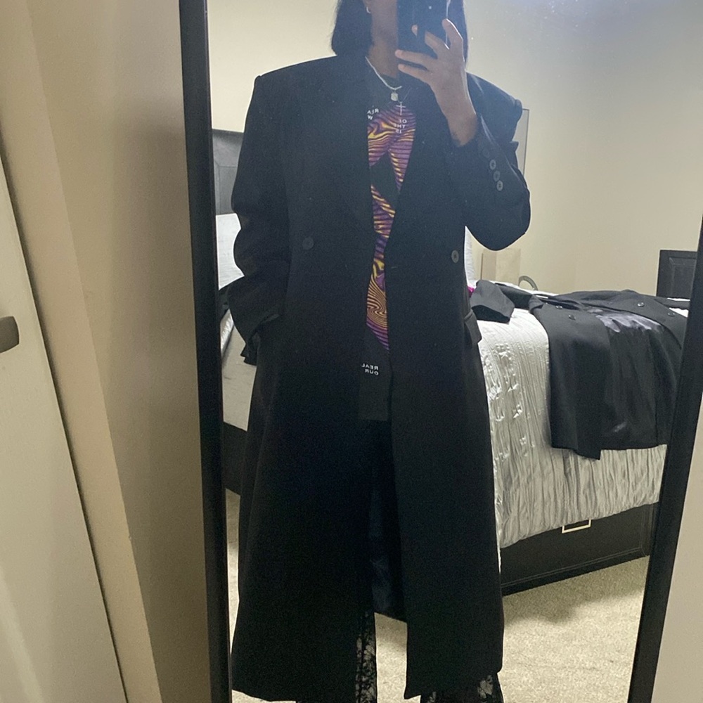 Exaggerated Shoulder Maxi Blazer Coat Balenciaga Vibes - Picture 2 of 8